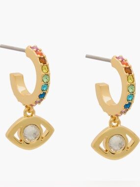 Kurt Geiger Evil Eye w/Rainbow Crystals Huggie Hoop Earrings